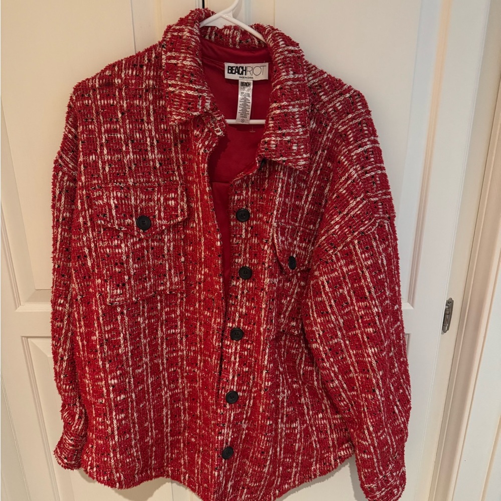 Beach Riot Holiday Red Plaid Shacket NWT Size M